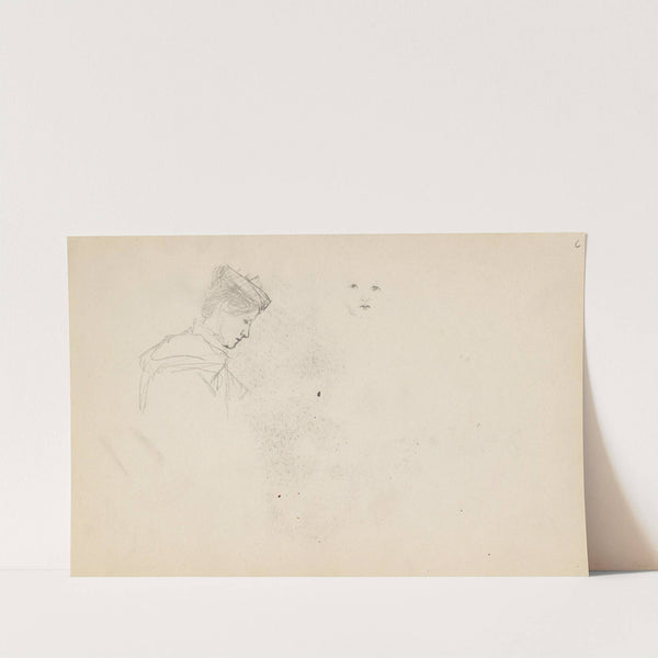 Kvinneportrett profil; riss av ansikt by Signe Scheel