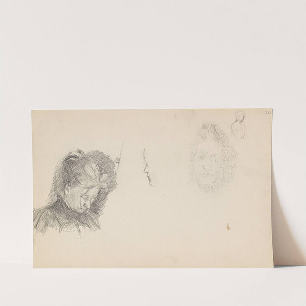 Kvinneportrett; riss av profil; riss av kvinne by Signe Scheel