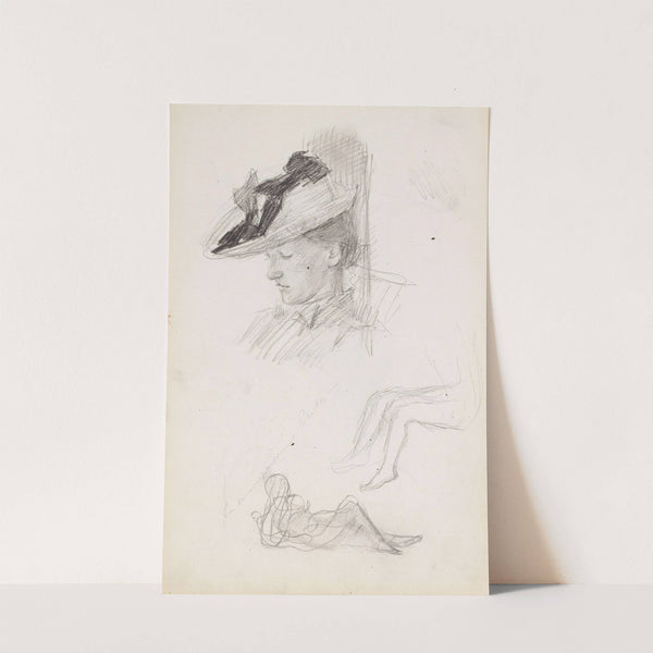 Kvinneportrett; riss av to figurer by Signe Scheel