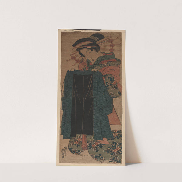 Kyaku no haori o motsu yūjo (1818) by Keisai Eisen