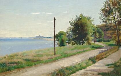 Kystlandskab med Kronborg i baggrunden, sommer