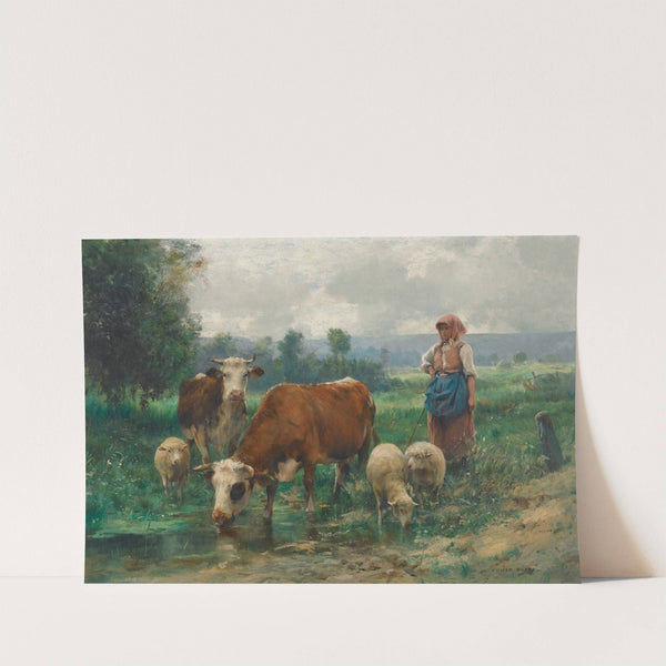 La Bergère avec Son Troupeau by Julien Dupré