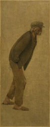 La Bouchée de pain; homme courbé en avant, mains dans les poches