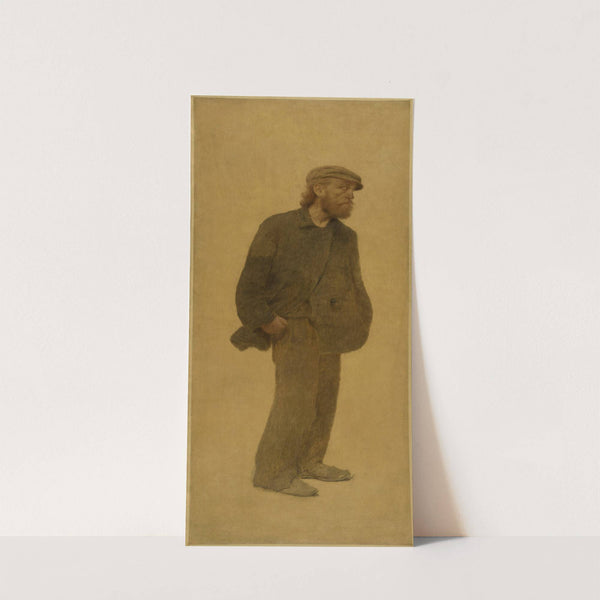 La Bouchée de pain; homme de trois-quarts coiffé d'une casquette, mains dans les poches by Fernand Pelez