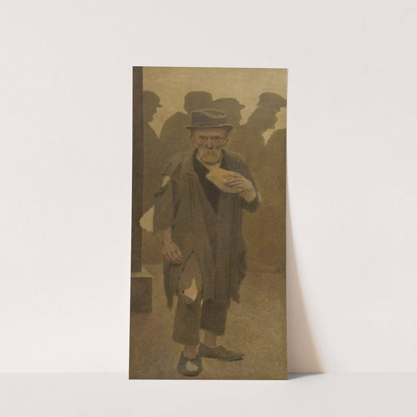 La Bouchée de pain; vieil homme en haillons, de face, tenant un morceau de pain by Fernand Pelez