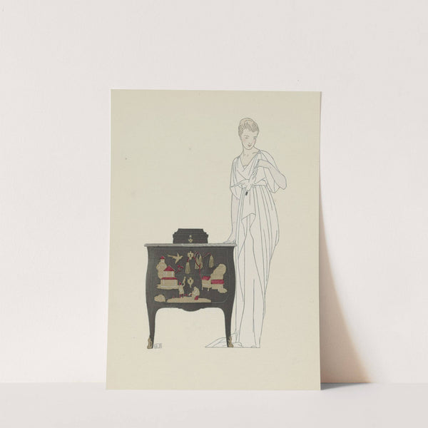 La Commode en Laque. ; Robe du soir de Worth. (1914) by Bernard Boutet de Monvel