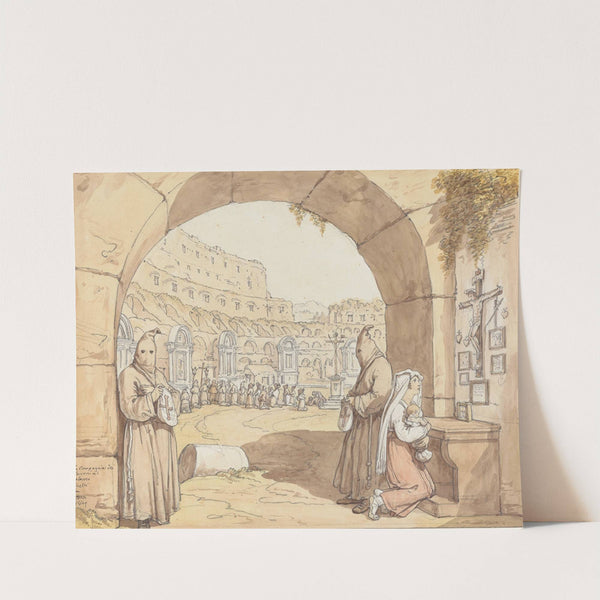 La Compagnia dei sacconi al Colosseo (Penitents Praying at Altars in the Colosseum) (1829) by Bartolomeo Pinelli
