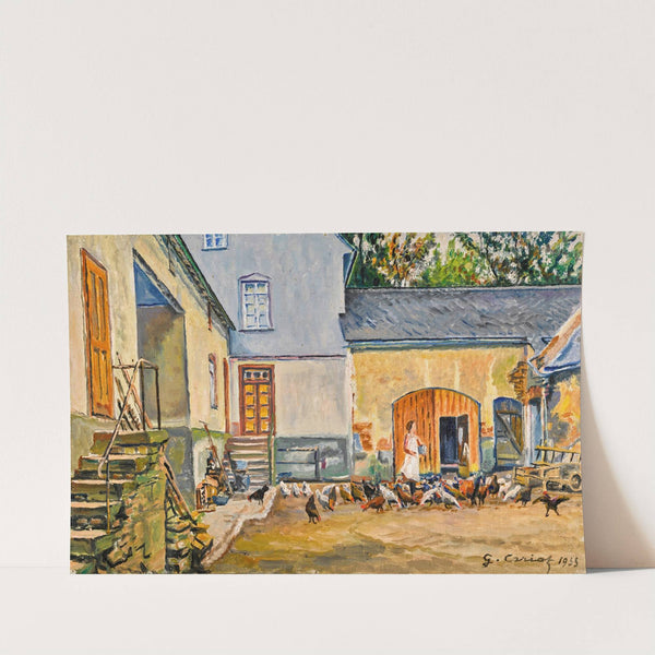 La cour à Müller, Frieda et ses poules by Gustave Cariot