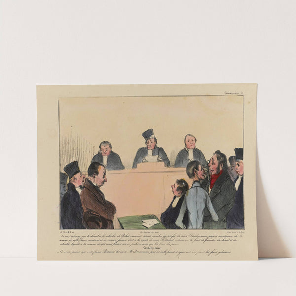 La cour ordonne que le cheval et le cabriolet de Robert Macaire seront vendus au profit du sieur Dindonneau (1836-1838) by Honoré Daumier