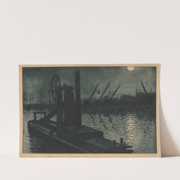 La Drague Dieppe (A Dredger in Dieppe Harbor by Moonlight) (circa 1885) by Henri-Charles Guérard