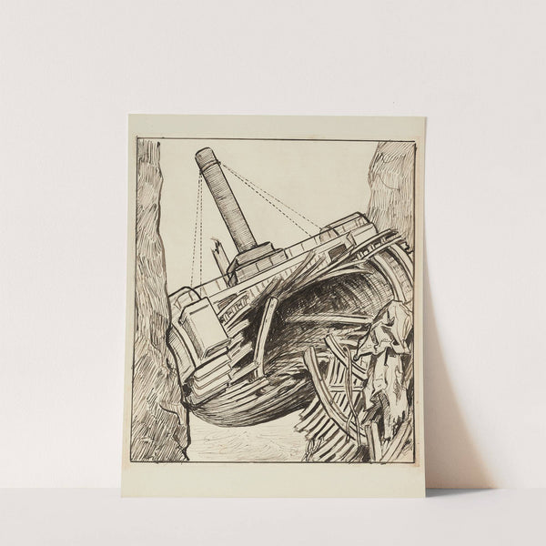 La Durande entre les rochers Douvres – dessin pour le cul-de-lampe de la table des matières et des gravures (1920-1921) by Achille Granchi-Taylor