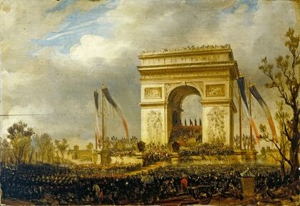 La fête de la Fraternité, le 20 avril 1848, place de l’Ãtoile ; distribution des drapeaux à la garde nationale.