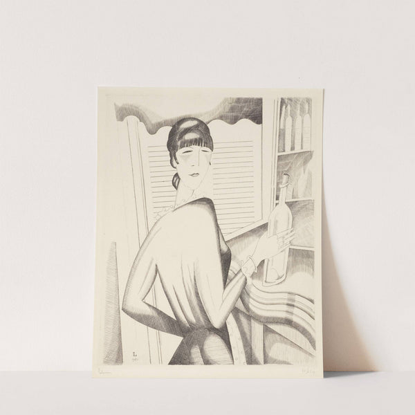 La fille au litre (Young woman with a litre wine bottle) by Jean-Émile Laboureur