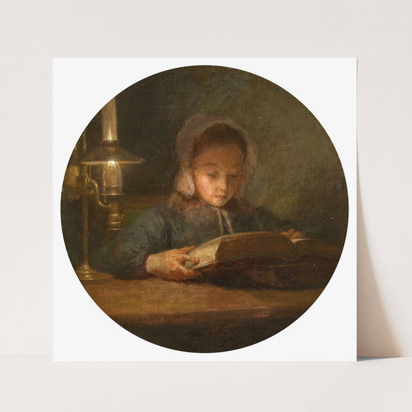 La fille de l’artiste lisant by Adolphe-Félix Cals