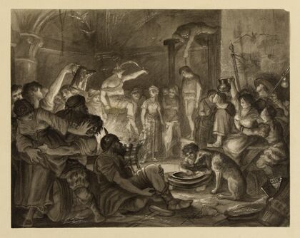 La foule s’ouvrit et donna passage à une pure et éblouissante figure. C’était la bohémienne (1868) — size preview