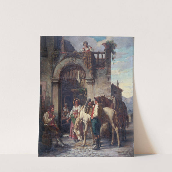 La halte des chevaux à l'auberge by Auguste Dutuit