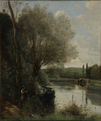 La liseuse sur la rive boisée