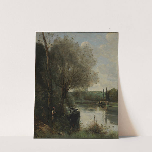 La liseuse sur la rive boisée by Jean-Baptiste-Camille Corot