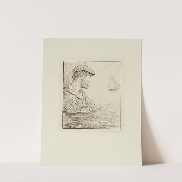 La mort de Gilliatt – dessin pour le cul-de-lampe du chapitre 24 la grande tombe (1920-1921) by Achille Granchi-Taylor