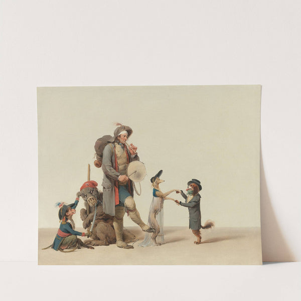‘la Pièce Curieuse’; An Animal Trainer With Dancing Dogs, A Bear And Monkey by Louis Léopold Boilly