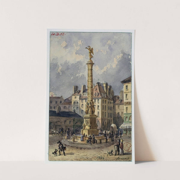 La place du Châtelet et la fontaine des Palmiers. by Auguste-Sébastien Bénard
