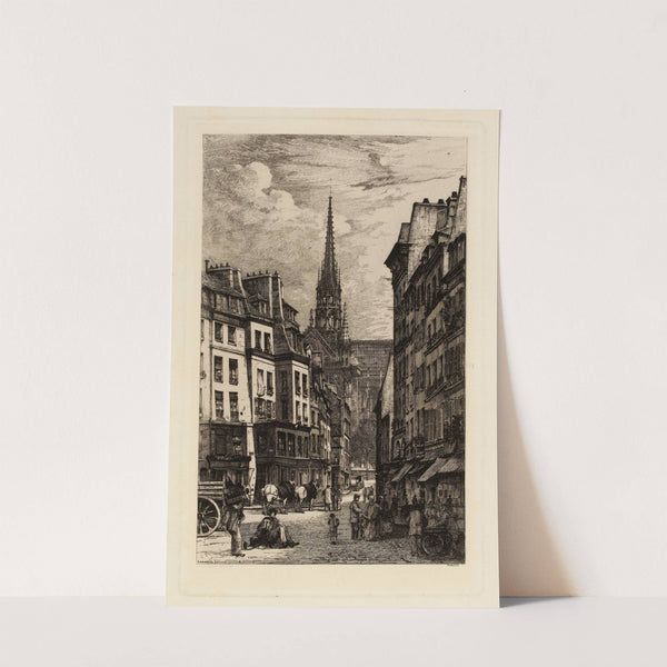 La place Maubert, à l’arrière plan, la flèche de Notre-Dame by Lucien Marcelin Gautier