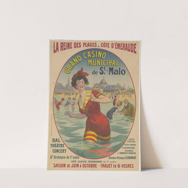 La Reine des Plages – Côte d’Emeraude. Grand Casino municipal de St-Malo bal, théâtre, concert (1905) by René Péan