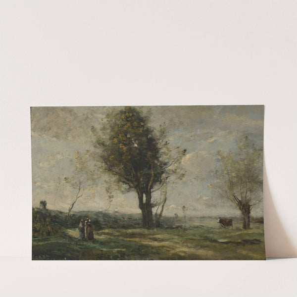 La Rencontre Au Bord Du Chemin by Jean-Baptiste-Camille Corot