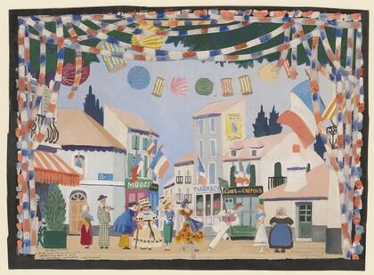 La Rosière du village – maquette de décor – place de village pavoisée (1936) — size preview
