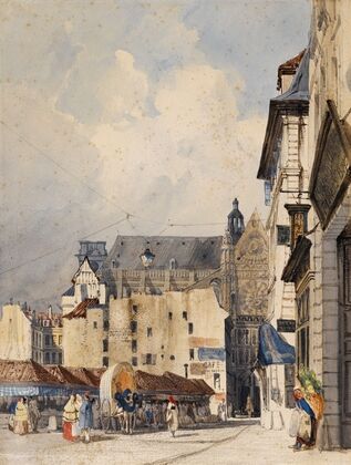 La rue des Prouvaires et l’église Saint-Eustache