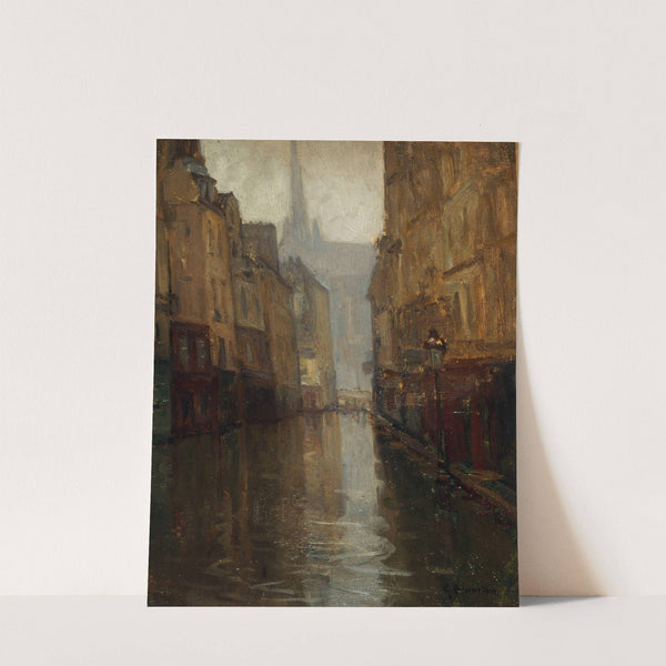 La rue du Haut-Pavé vers le quai de Montebello (inondations de 1910) by Germain Eugène Bonneton