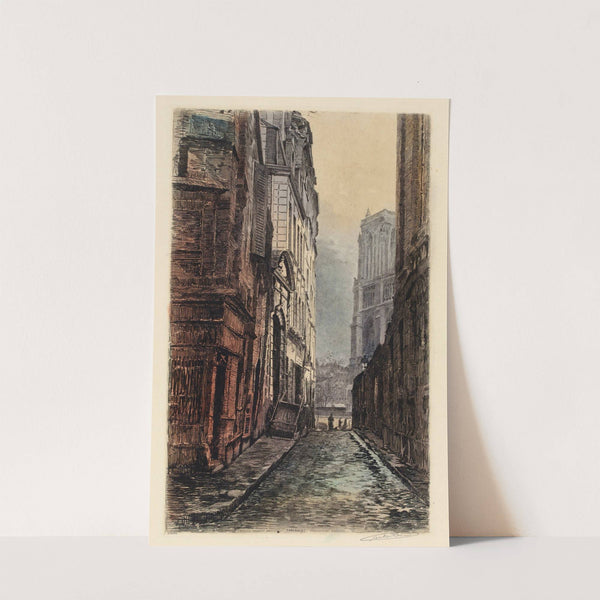 La rue Saint Julien Le Pauvre et une partie de l’église by Lucien Marcelin Gautier