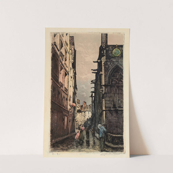 La rue Saint Séverin et une partie de l’église by Lucien Marcelin Gautier