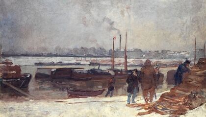 La Seine, au quai d’Austerlitz, effet de neige
