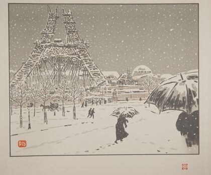La Tour en construction vue du Trocadero (1902)