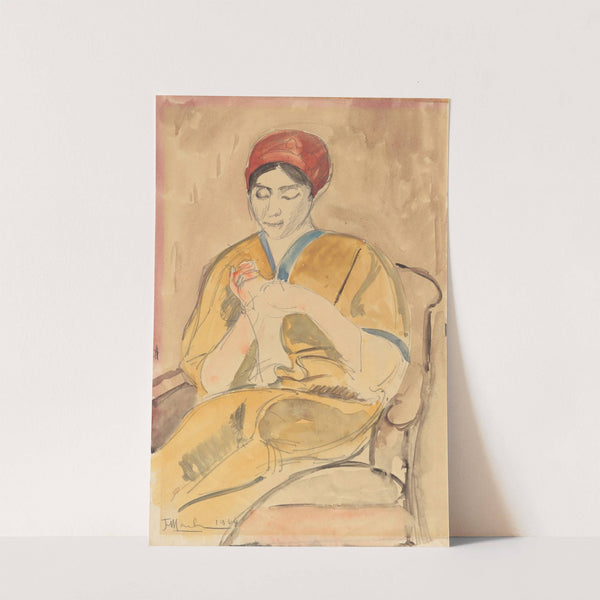 La tricoteuse by Jean Hippolyte Marchand