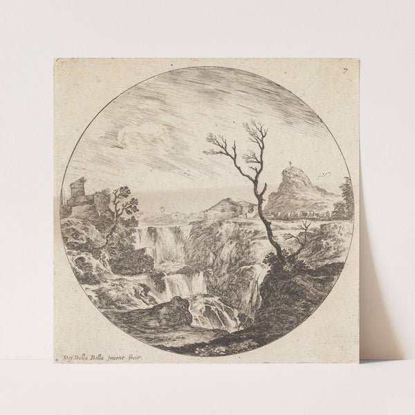 La triple cascade (1601-1700) by Stefano Della Bella