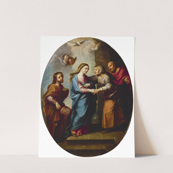 La Visitación de la Virgen María a su prima Isabel, con San José y Zacarías by Miguel Cabrera