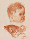 Lachend kind in een wieg en een kop van een kind (1917-1919)