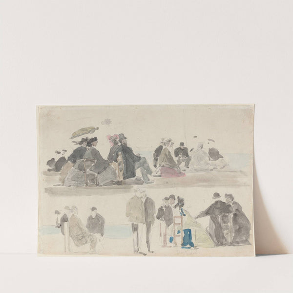 Ladies and Gentlemen on the Beach, in Two Registers (c. 1865) by Eugène Boudin