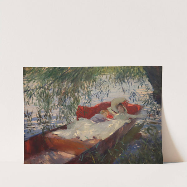 Lady and Child Asleep in a Punt under the Willows by John Singer Sargent