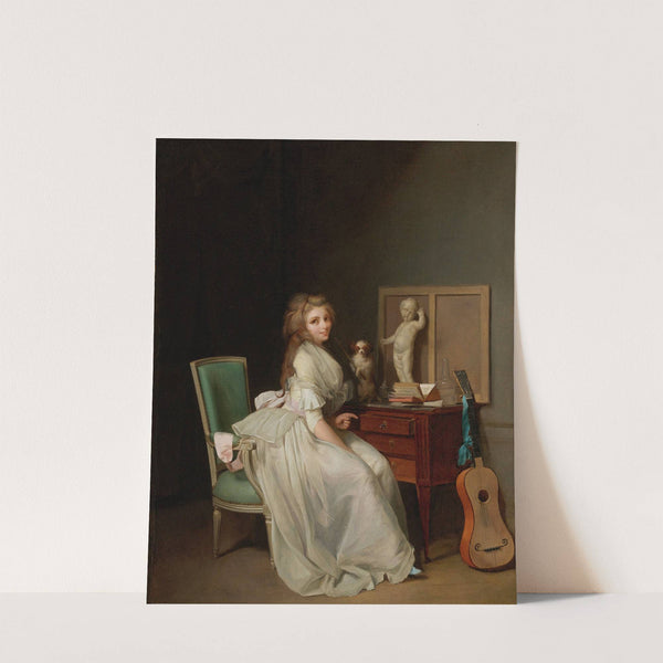 Lady In A White Dress Seated At Her Desk by Louis Léopold Boilly