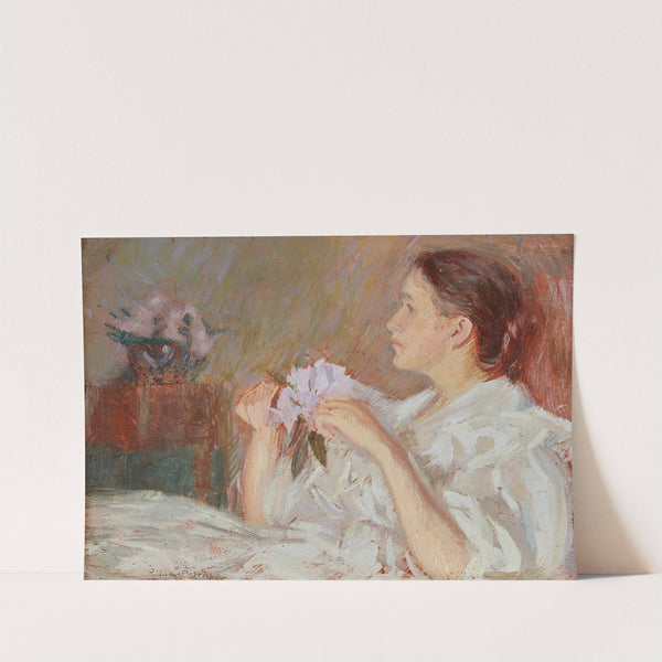 Lady in White Holding Lilacs by Philip Leslie Hale