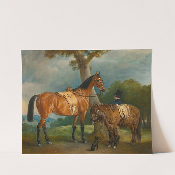 Lady Thorold's Hunter And Shetland Pony With Groom by John Ferneley