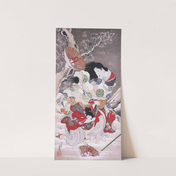 Lady Tokiwa Fleeing with Children by Utagawa Kunitsugu
