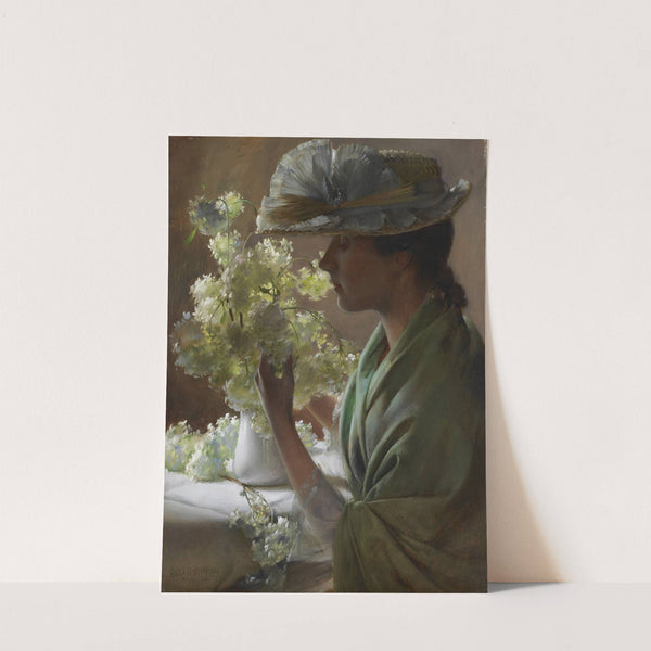 Lady with a Bouquet (Snowballs) (1890) by Charles Courtney Curran