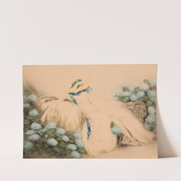 Lady with Blue Flowers by Louis Icart