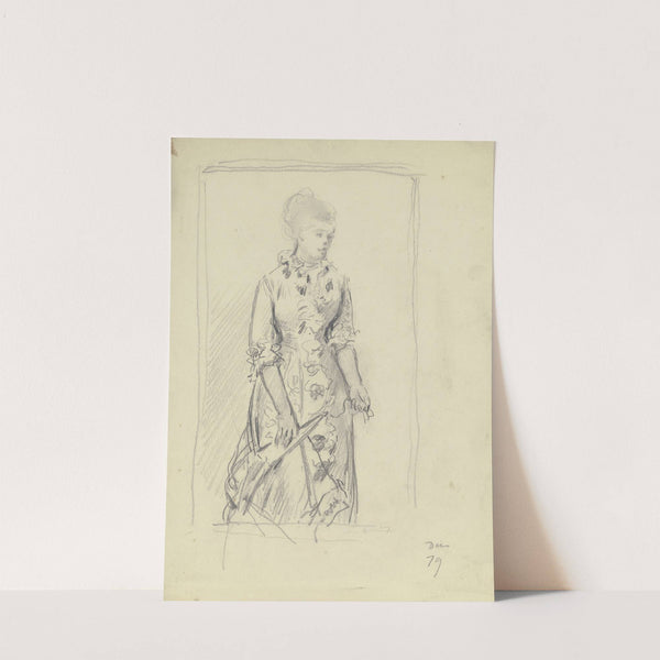 Lady with fan by Otto Scholderer