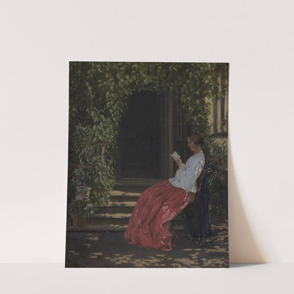 Læsende dame uden for en havedør by Vilhelm Kyhn