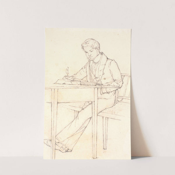 Læsende ung mand, siddende i en sofa by Christen Købke